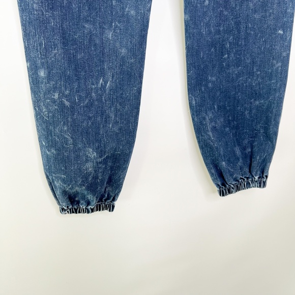 Norma Kamali Pants Dark Blue Acid Wash Boyfriend Cargo Sweat Jogger - Picture 4 of 5